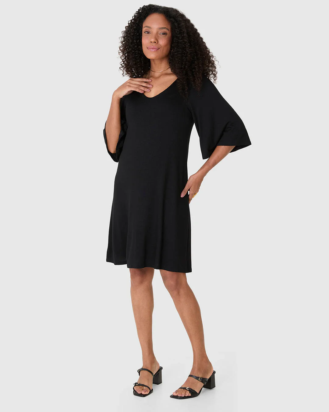 Vestido Feminino Amplo Decote V Em Malhão Viscose Stretch