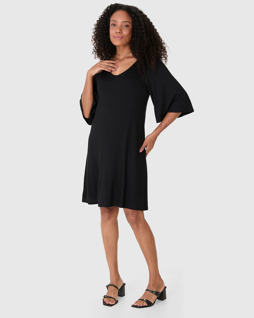 Vestido Feminino Amplo Decote V Em Malhão Viscose Stretch