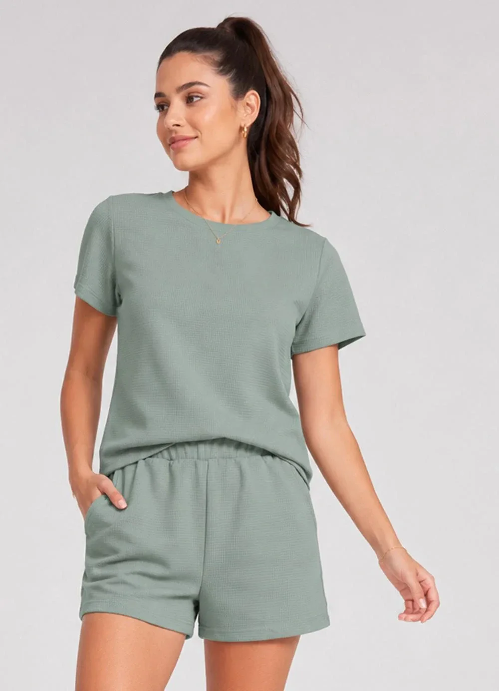 Infinita Cor - Conjunto Feminino Blusa com Shorts Verde