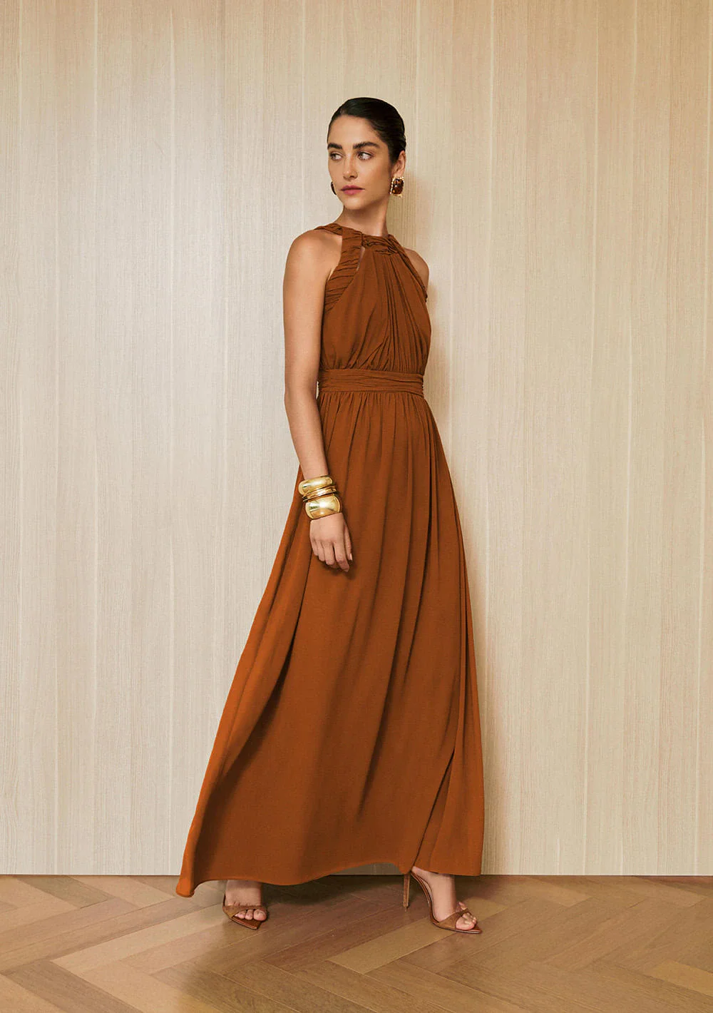 Vestido Longo Alça Siena Marrom