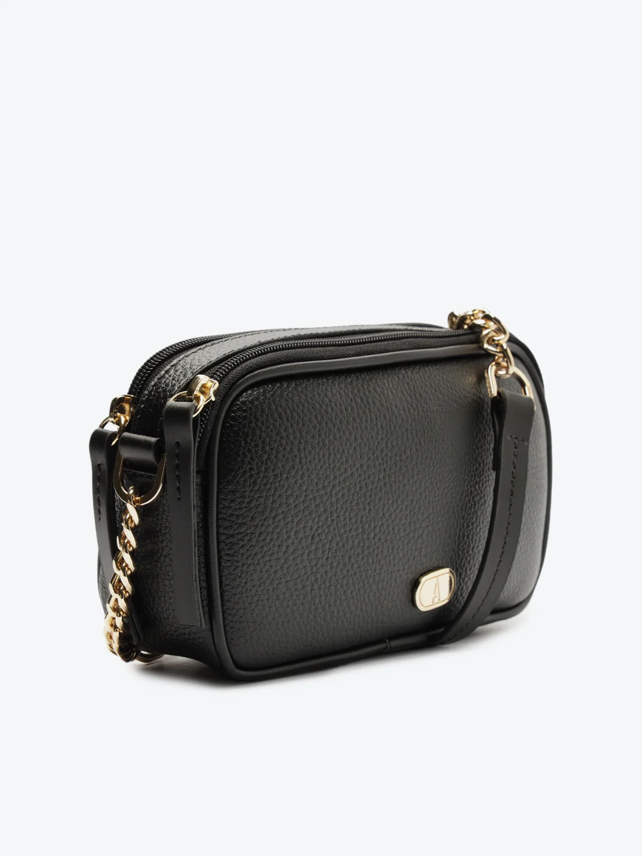 Bolsa Tiracolo Média Corrente Dourada Preta