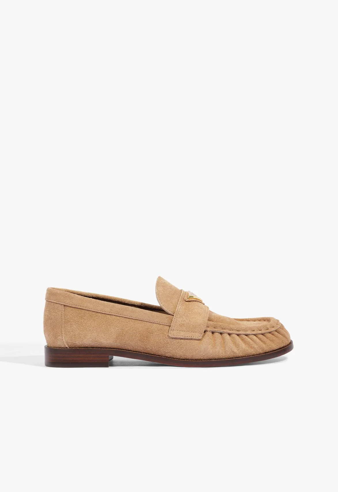 Mocassim Bico Redondo Ferragem Couro Marrom Claro