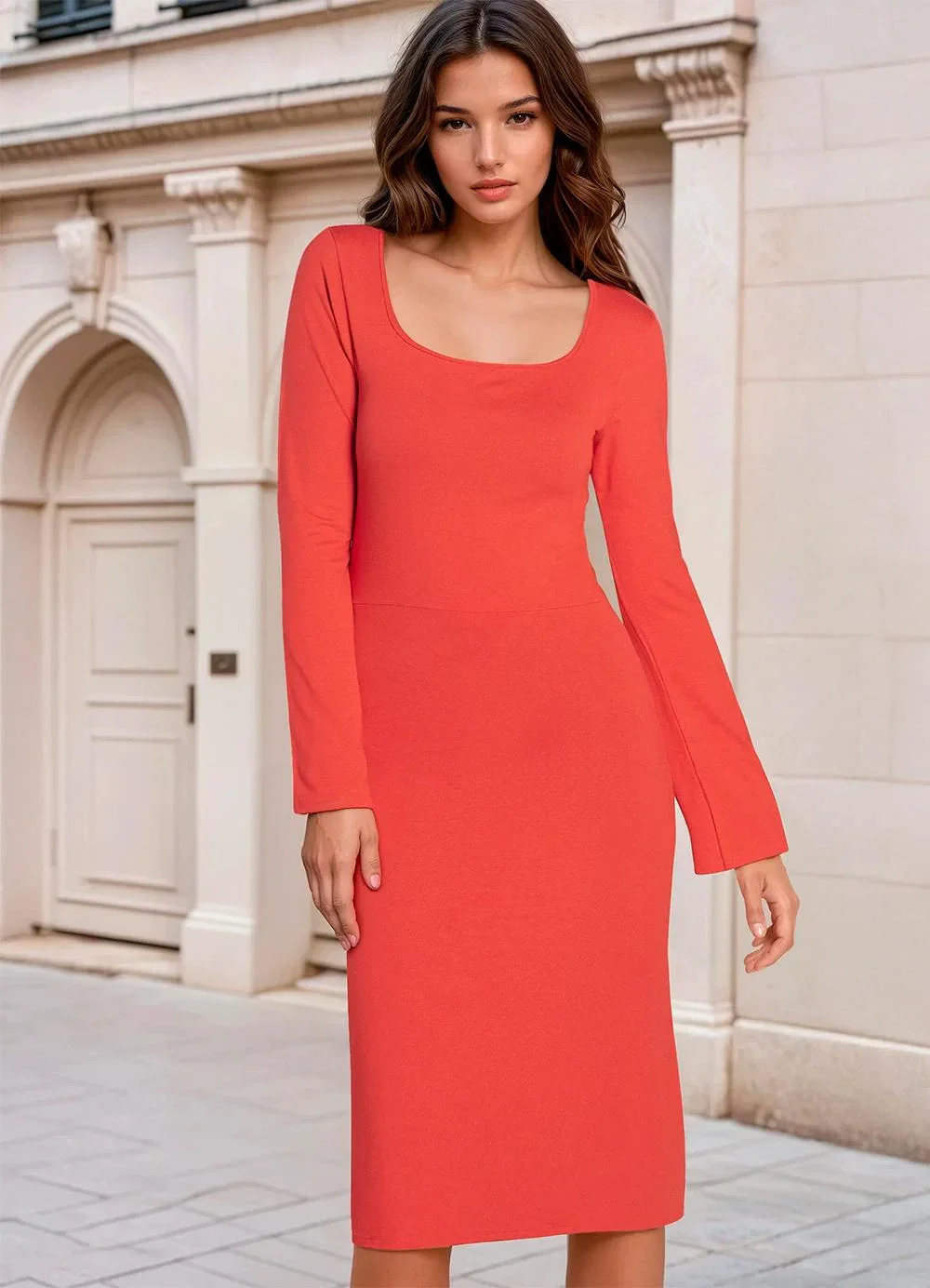 bonprix - Vestido Vermelho em Malha de Viscose