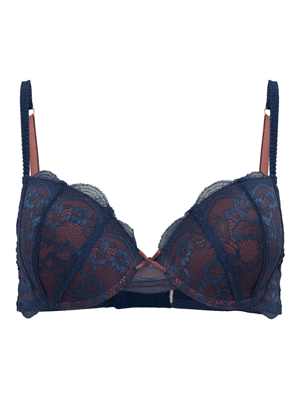Sutiã Meia Taça Bojo Sem Up Renda Celine Azul Blue Wing Teal