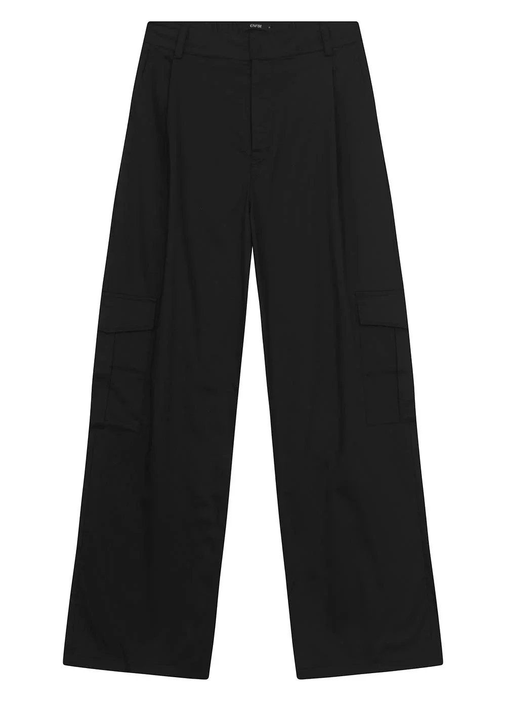 Enfim - Calça Reta Cargo em Algodão Preto