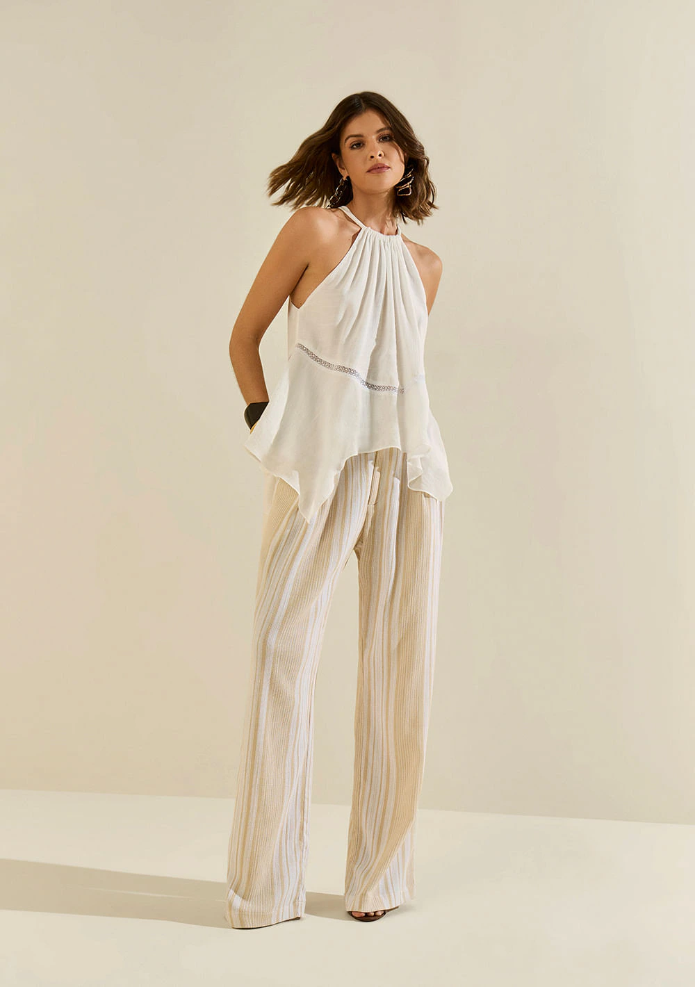 Calça Morena Rosa Wide Alta Off White