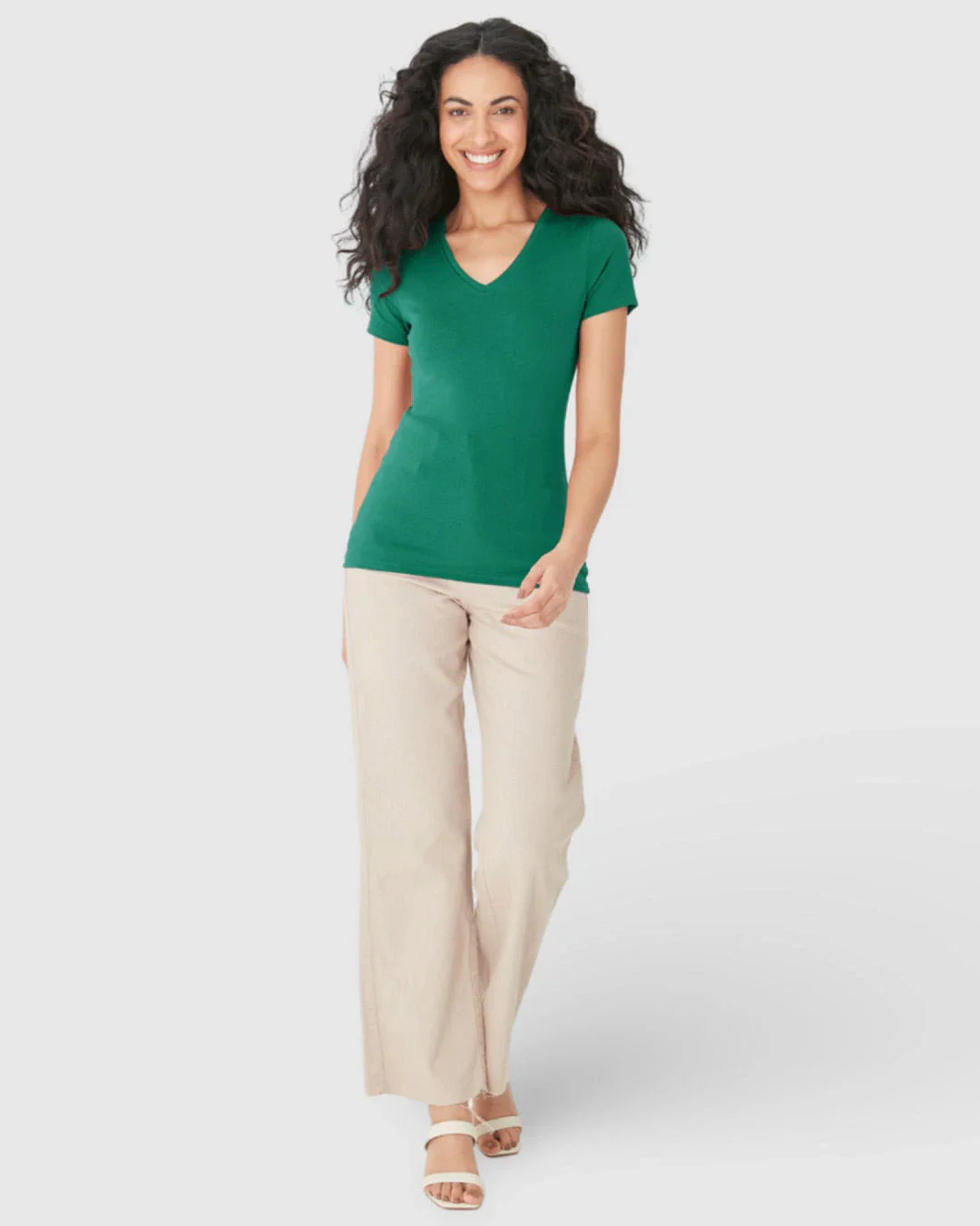 Camiseta Básica Feminina Decote V Em Algodão
