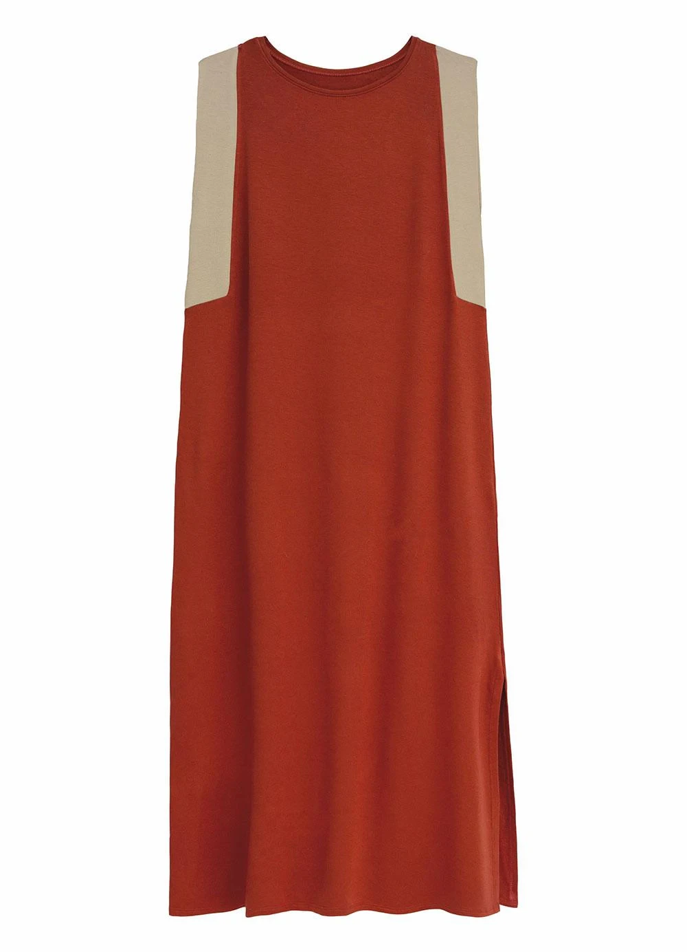 Malwee - Vestido Mídi Reto em Moletinho Terracota