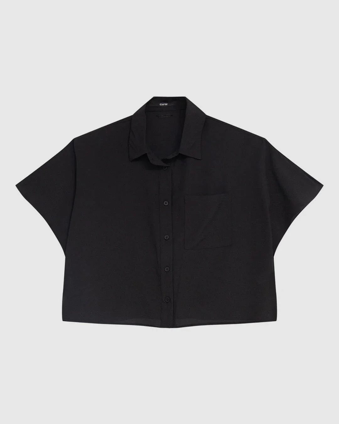 Camisa Feminina Manga Curta Fenda Barra Lateral Tecido Crepe Leve - ENFIM