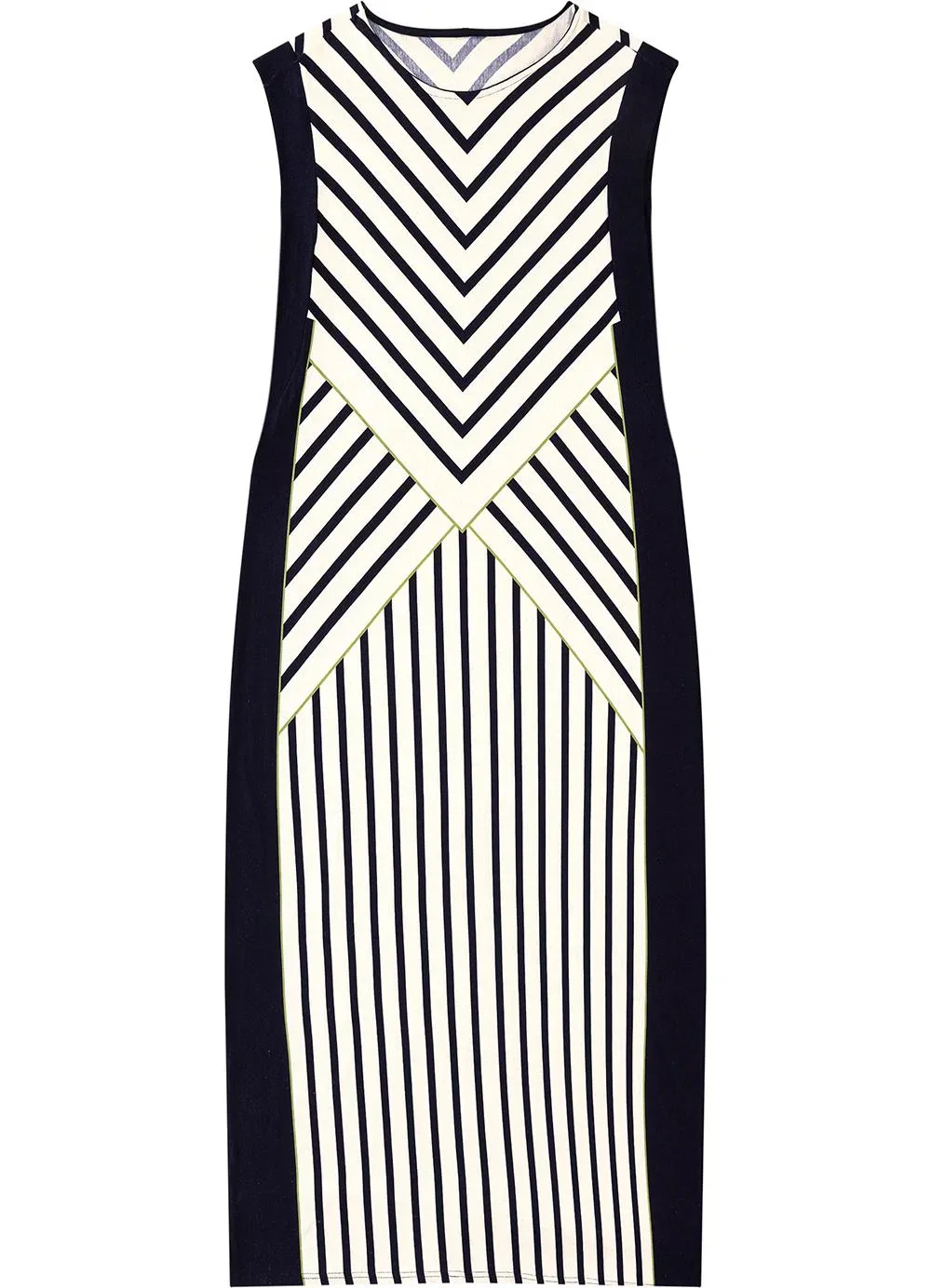 Malwee - Vestido Mídi Geométrico Preto