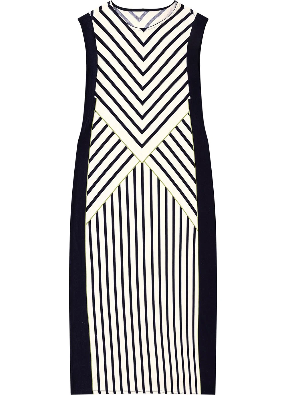 Malwee - Vestido Mídi Geométrico Preto