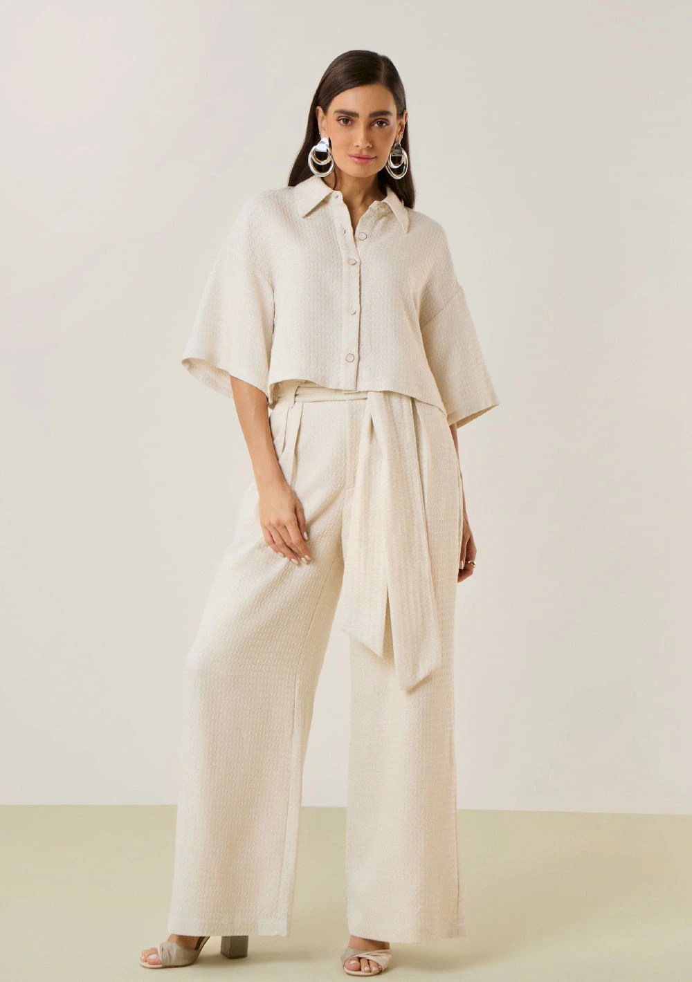 Calça Maria.Valentina Pantalona Alta Off White
