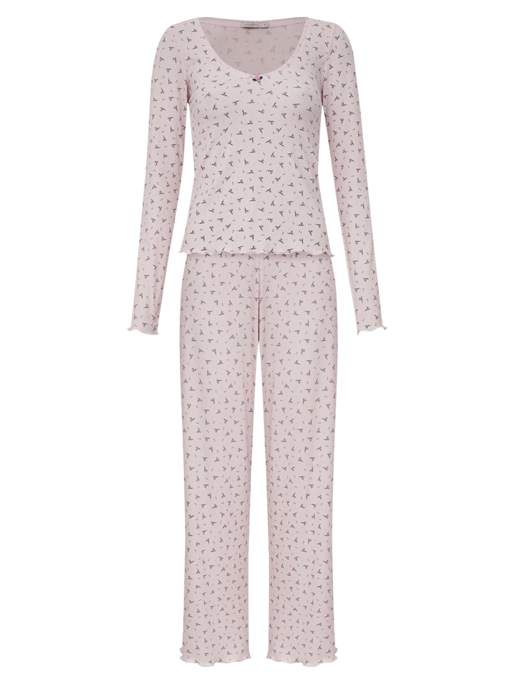 Pijama Longo Manga Longa Viscose Julia Rosa Pale Lilac