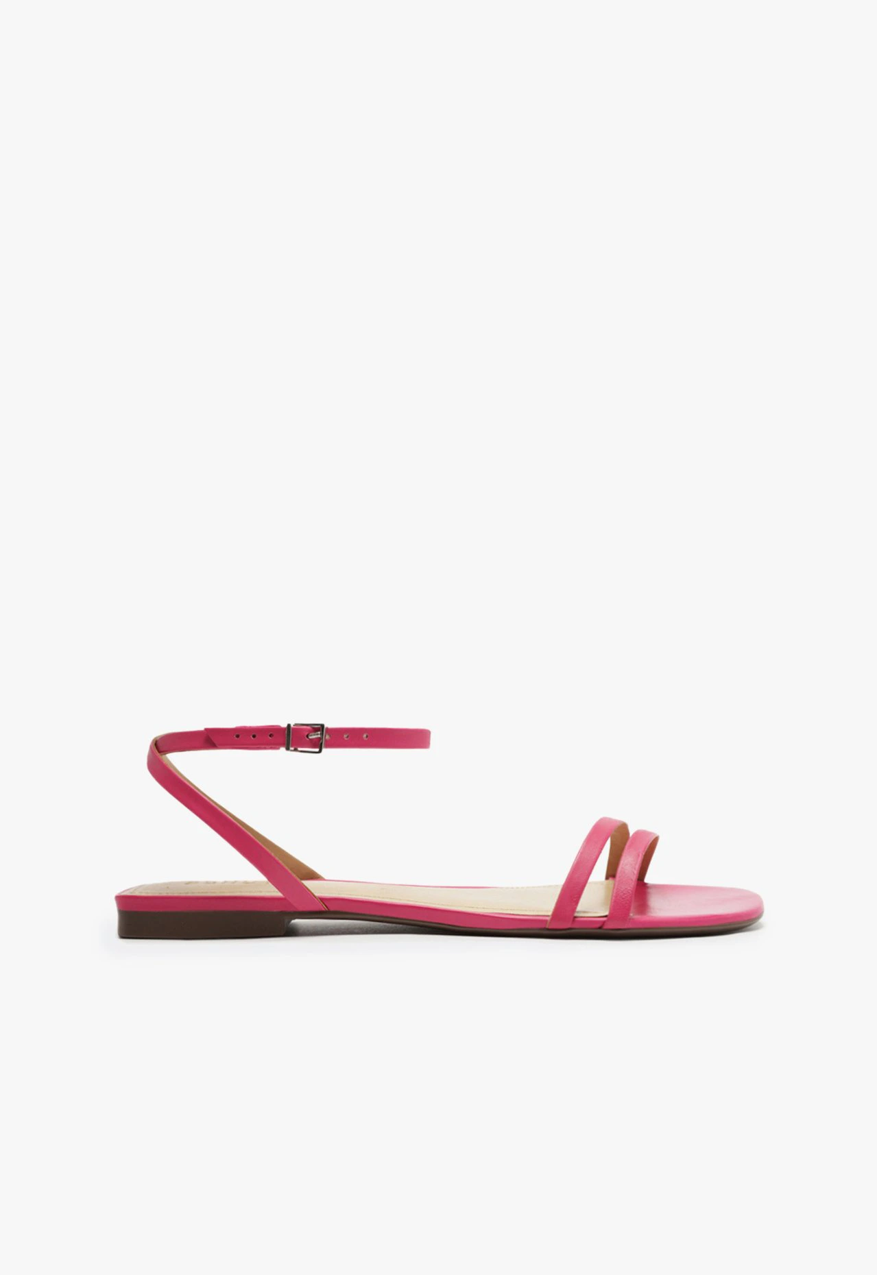 Sandália Rasteira Altina Couro Rosa Pink