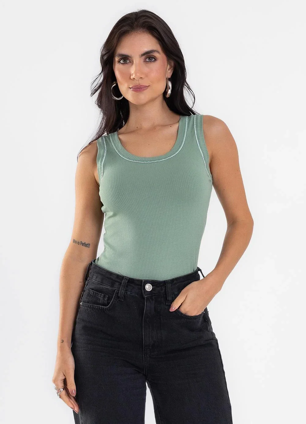 Rovitex - Regata Feminina Ribana de Viscose Verde