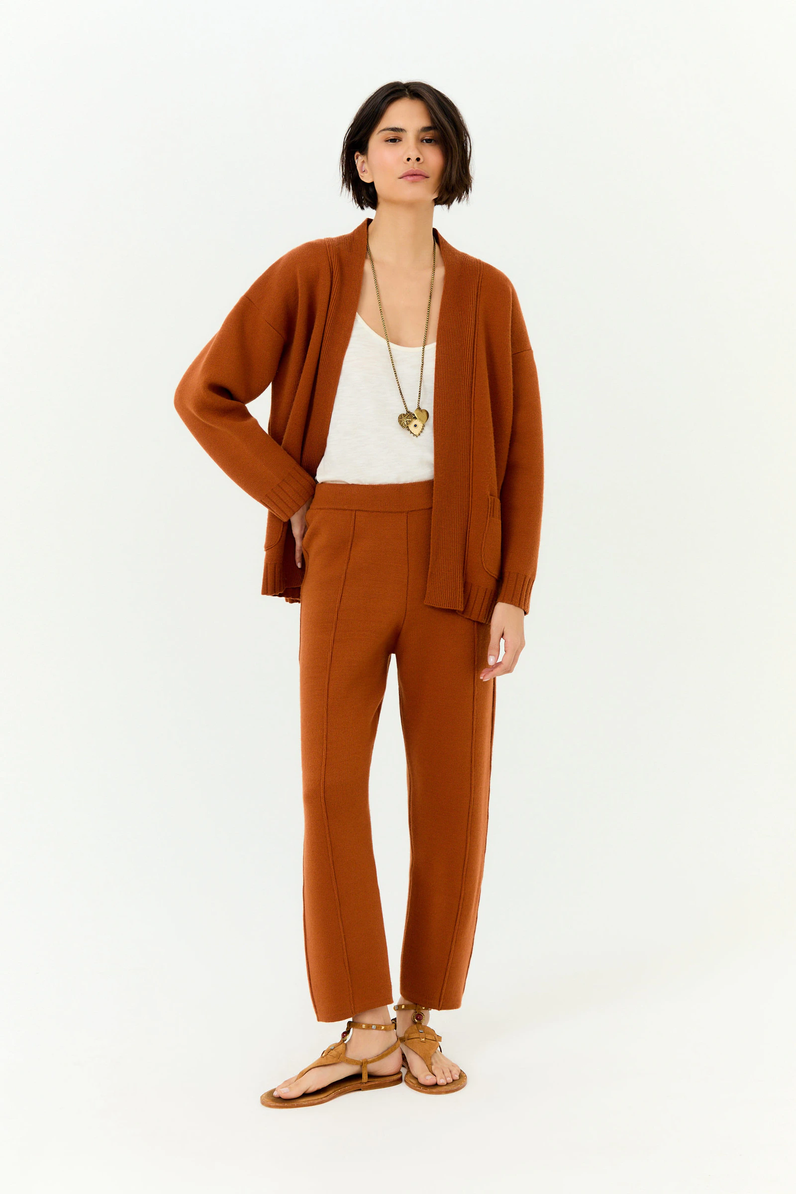 Calça Tricot Baloon Bolso Costas