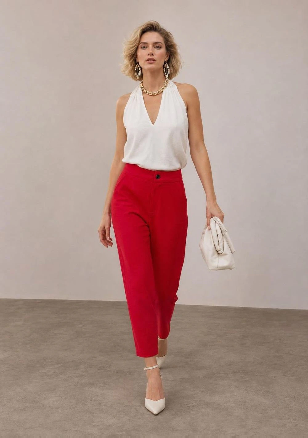 Calça Iódice Slim Alta Vermelho