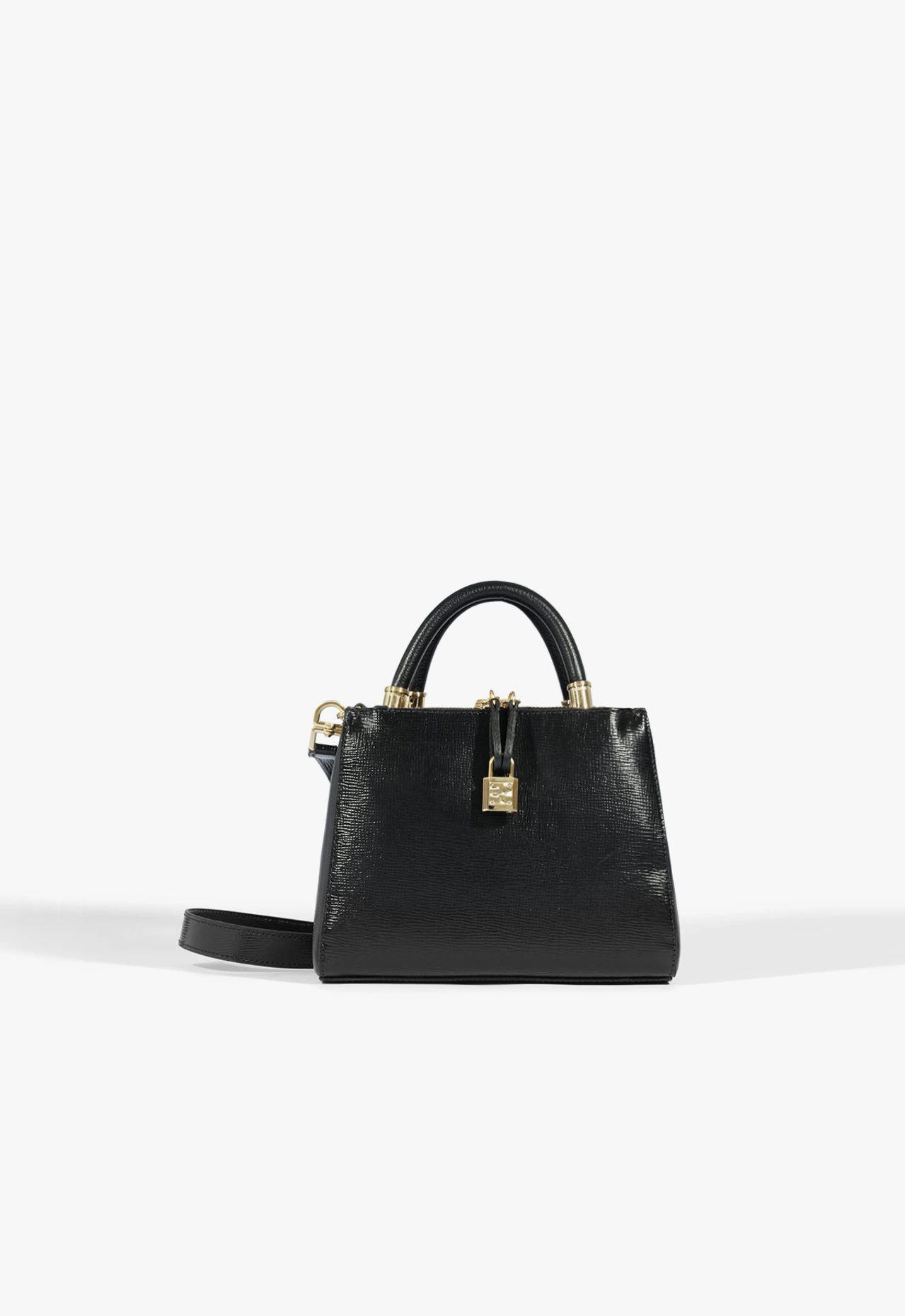 Bolsa Tote Média Couro Texturizado Preta