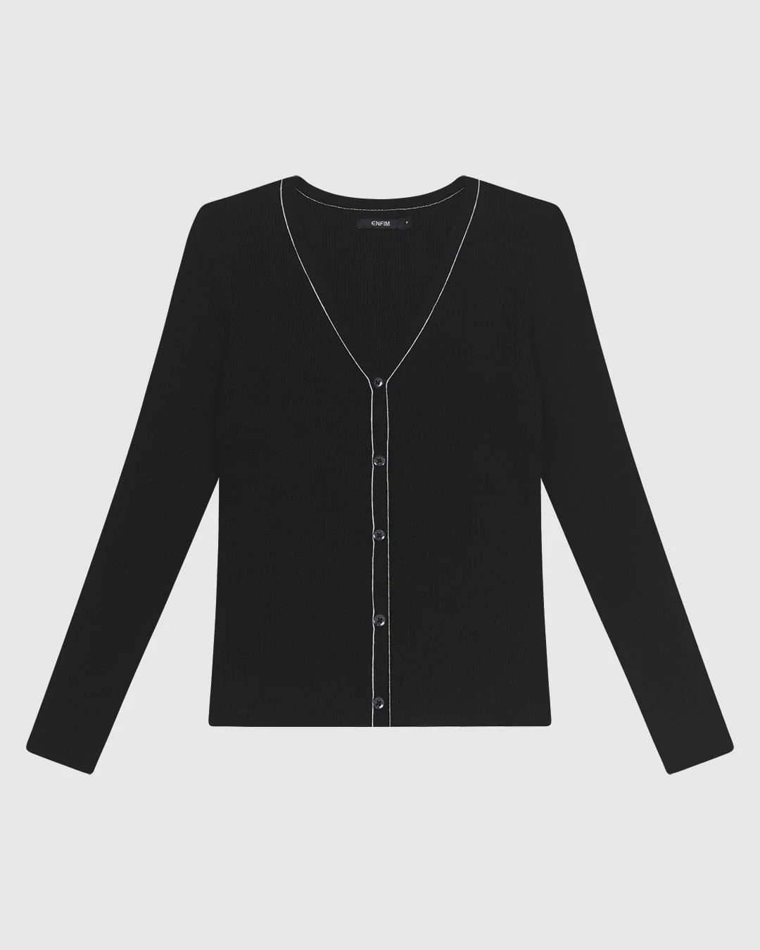 Cardigan Feminino Justo Detalhe Costura Contraste Em Tricô - ENFIM