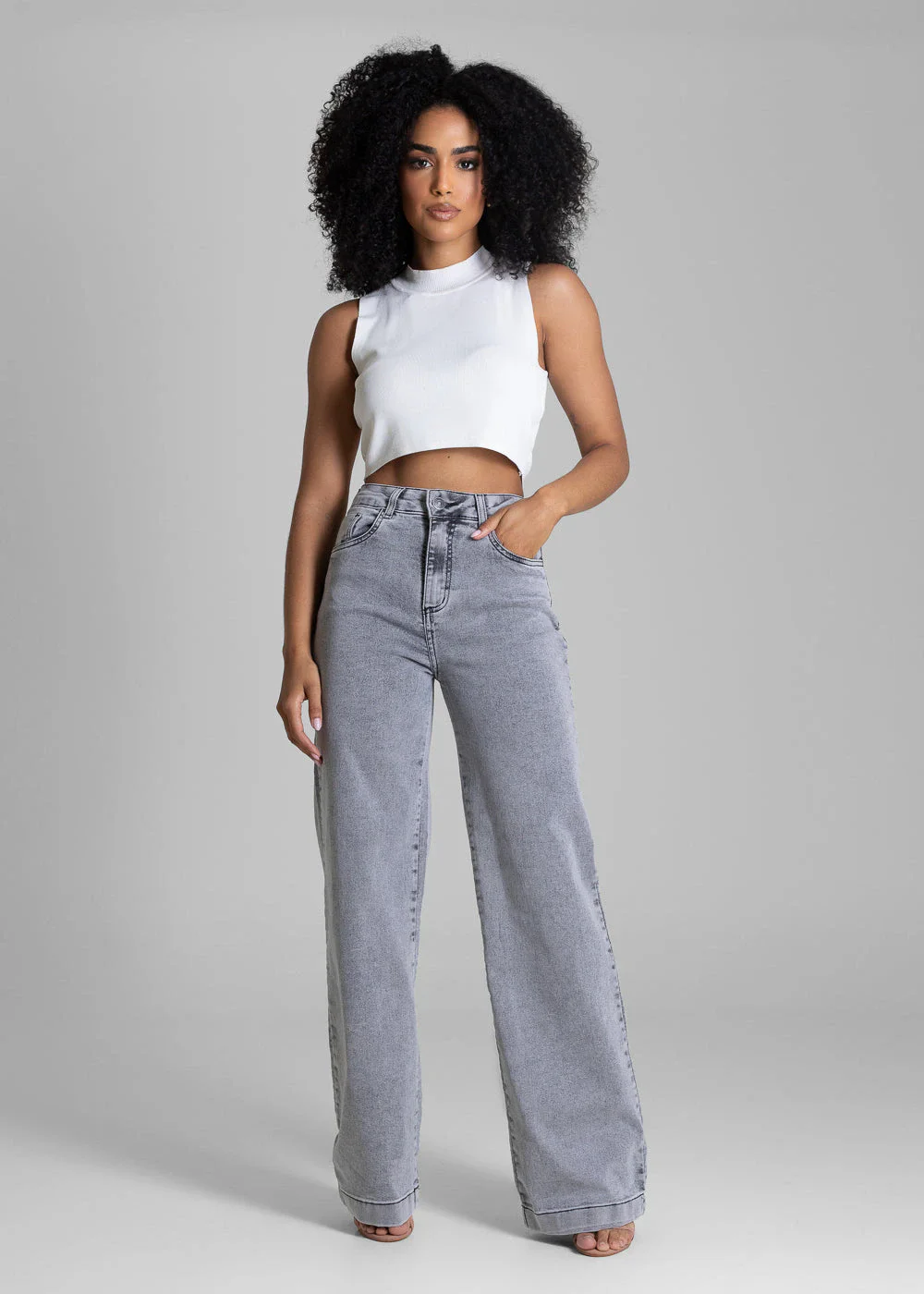 Calça Jeans Sawary Wide Leg - 283697 PRETO