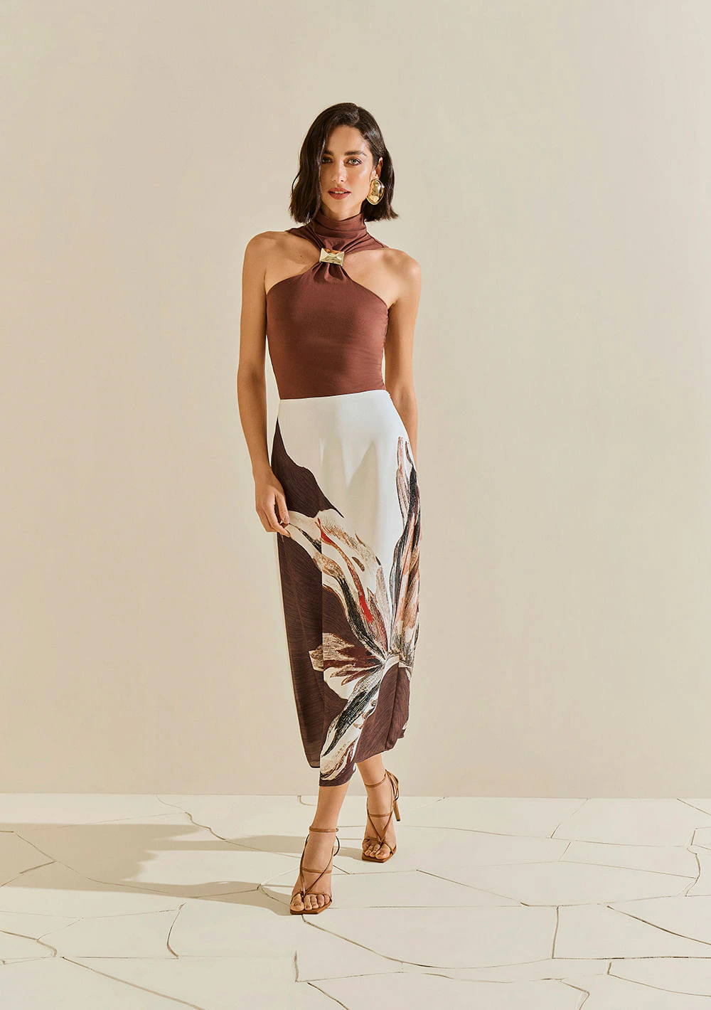 Saia Morena Rosa Evasê Alta Midi Off White