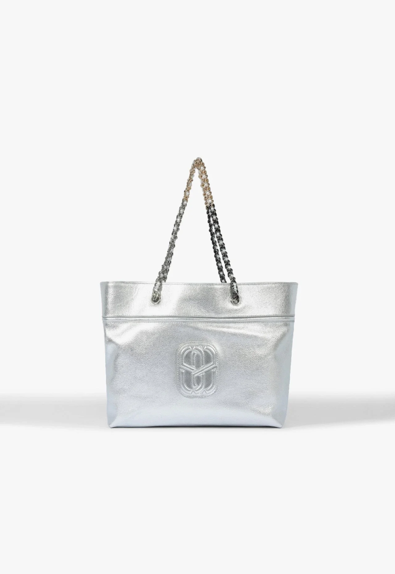 Bolsa Mini Shopping Belle Couro Prata