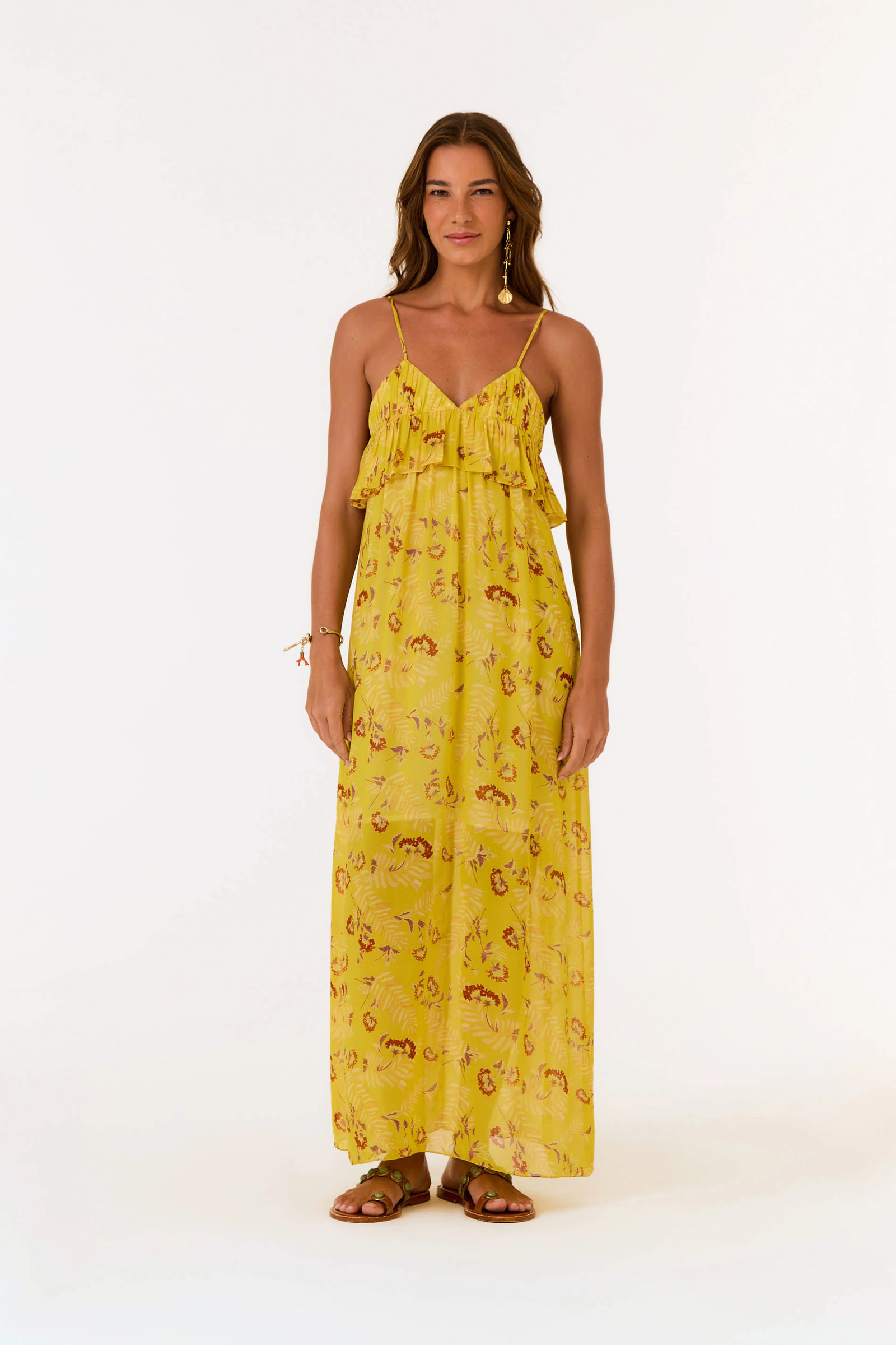 Vestido Midi Alça Ggt Estampa Daisy
