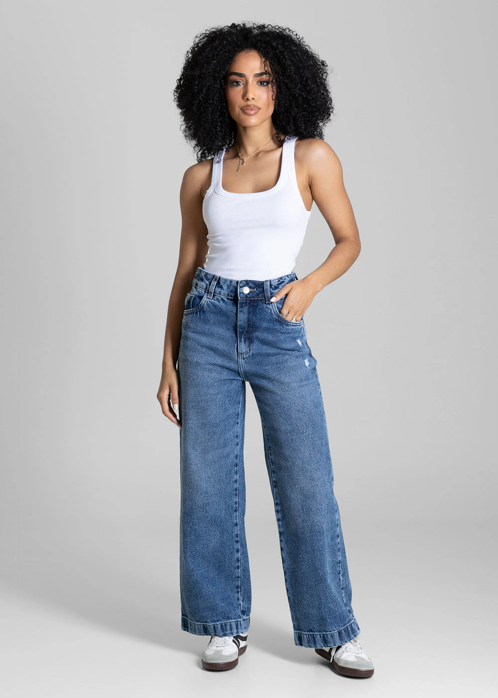 Calça Jeans Sawary Wide Leg Petit - 284341 AZUL