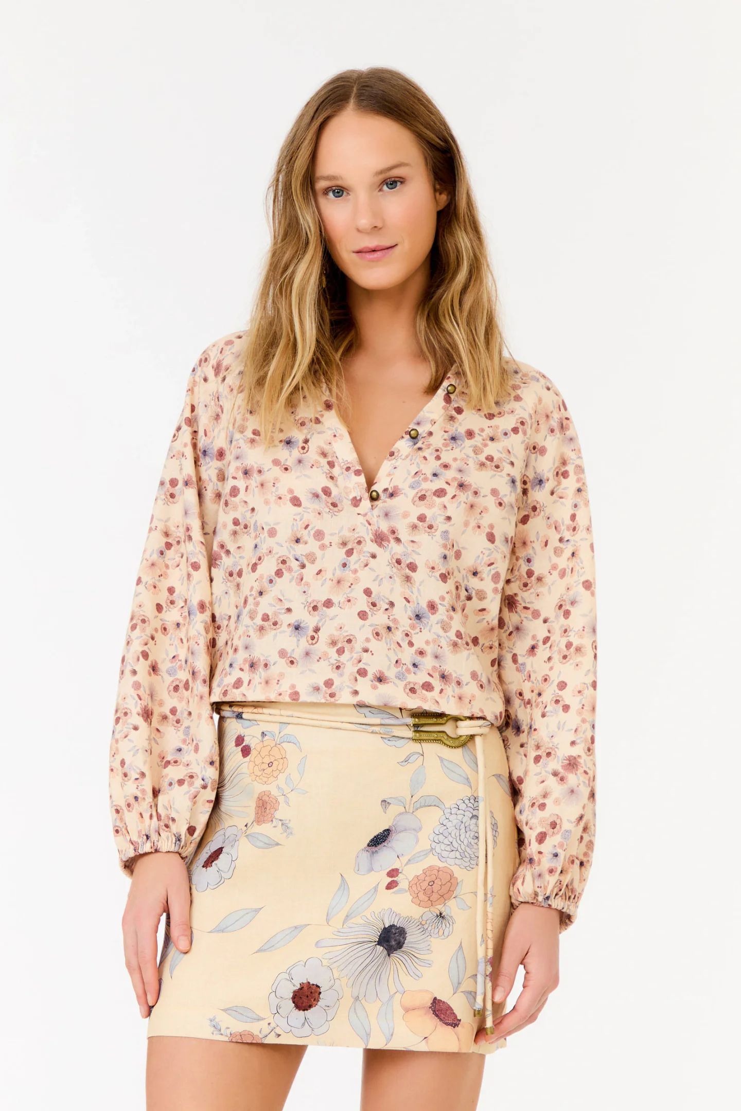 Blusa Linho Estampa Fleur Mini
