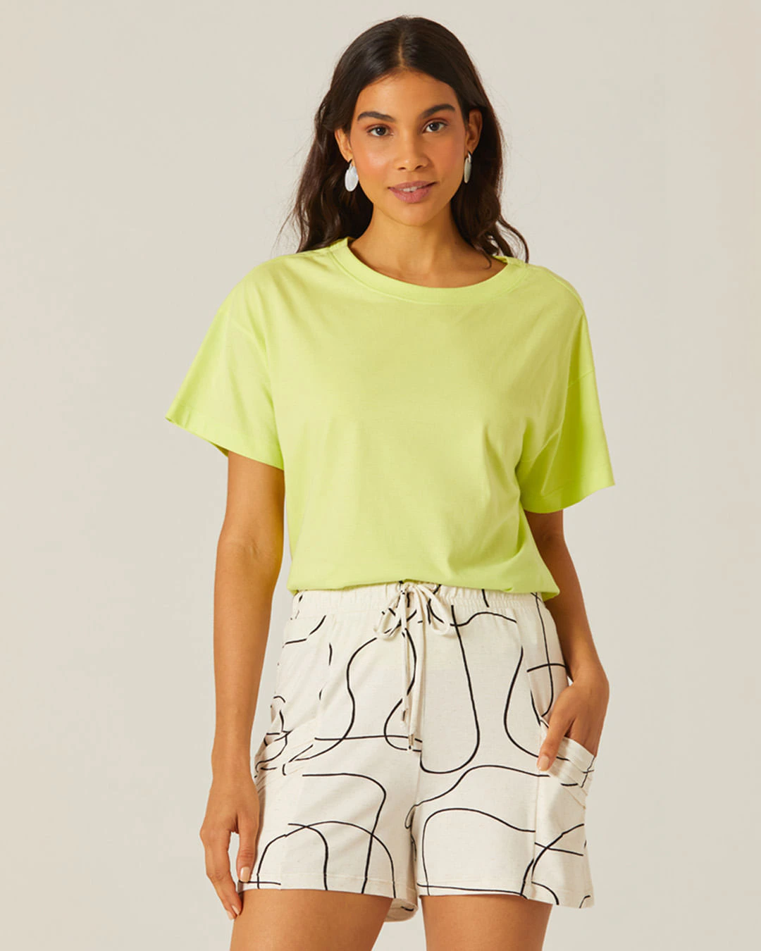 Blusa Básica Feminina Neon Oversized Em Algodão