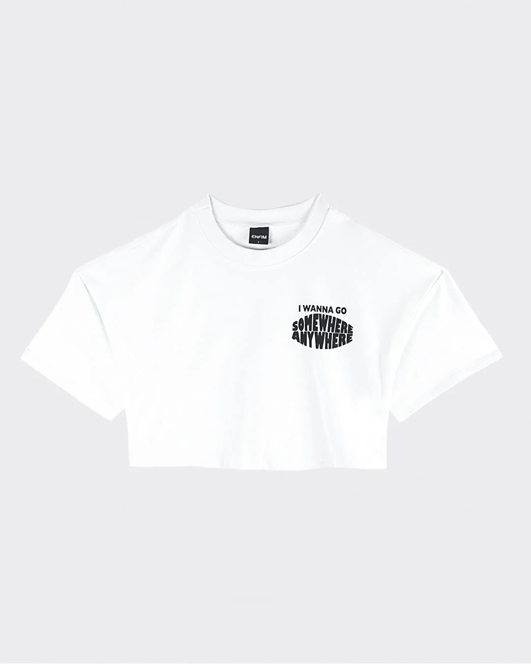 T-Shirt Cropped Feminina Estampa Lettering Em Moletinho - ENFIM