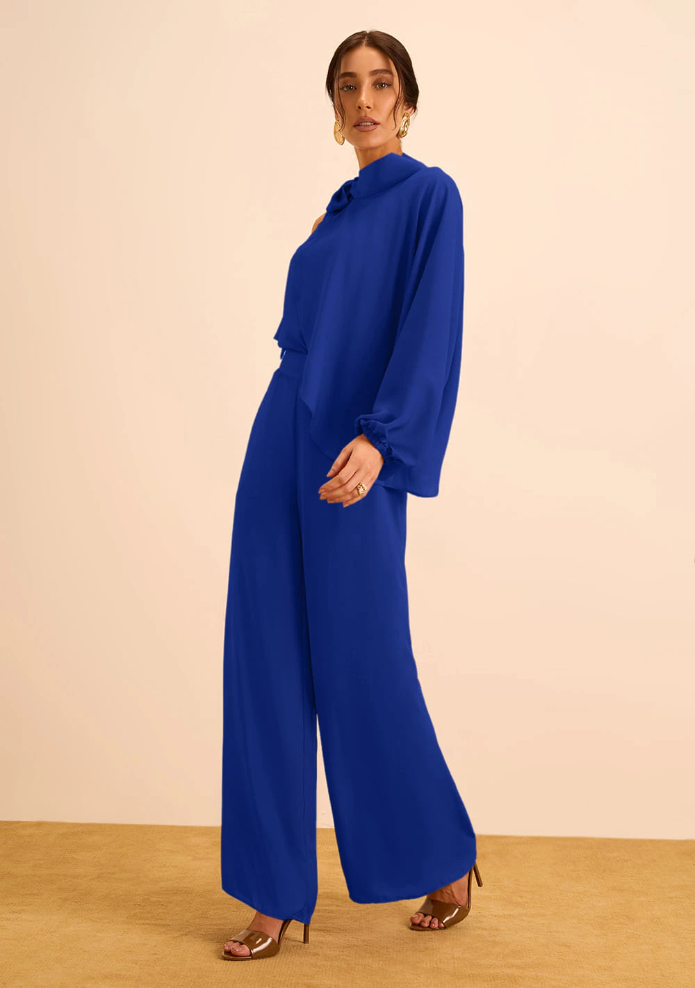 Calça Maria.Valentina Pantalona Alta Azul