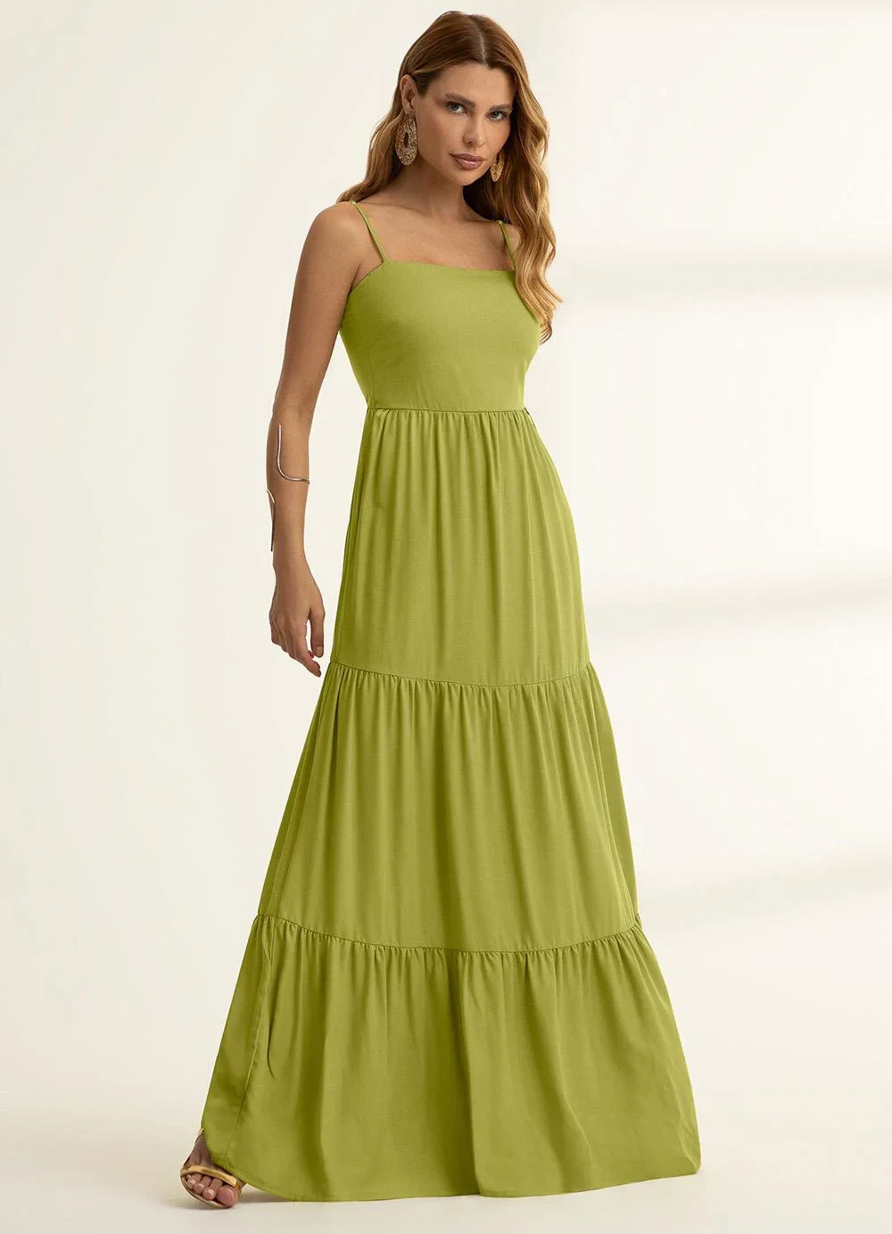 Gris - Vestido Longo em Viscose Verde