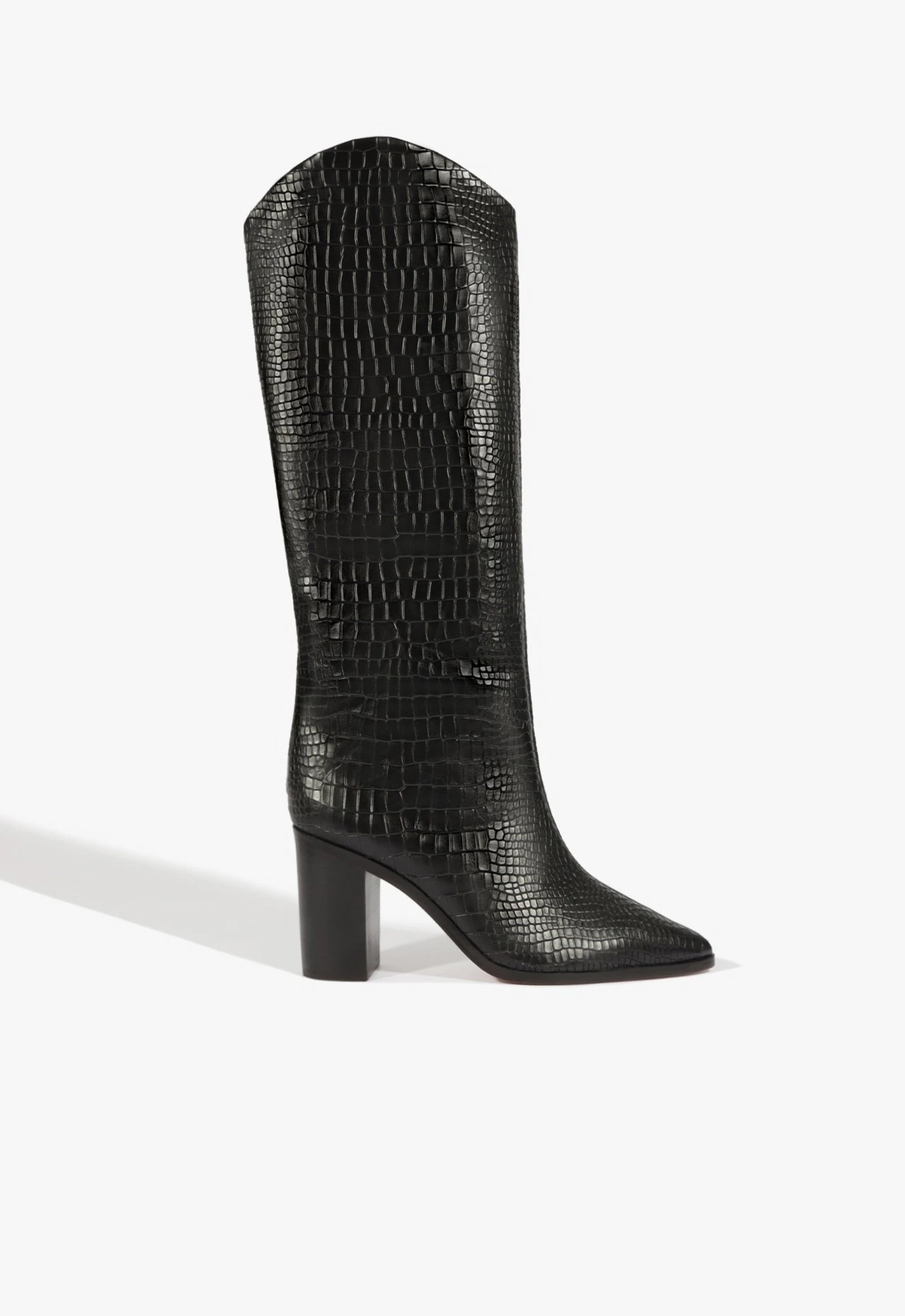 Bota Maryana Salto Bloco Western Couro Black