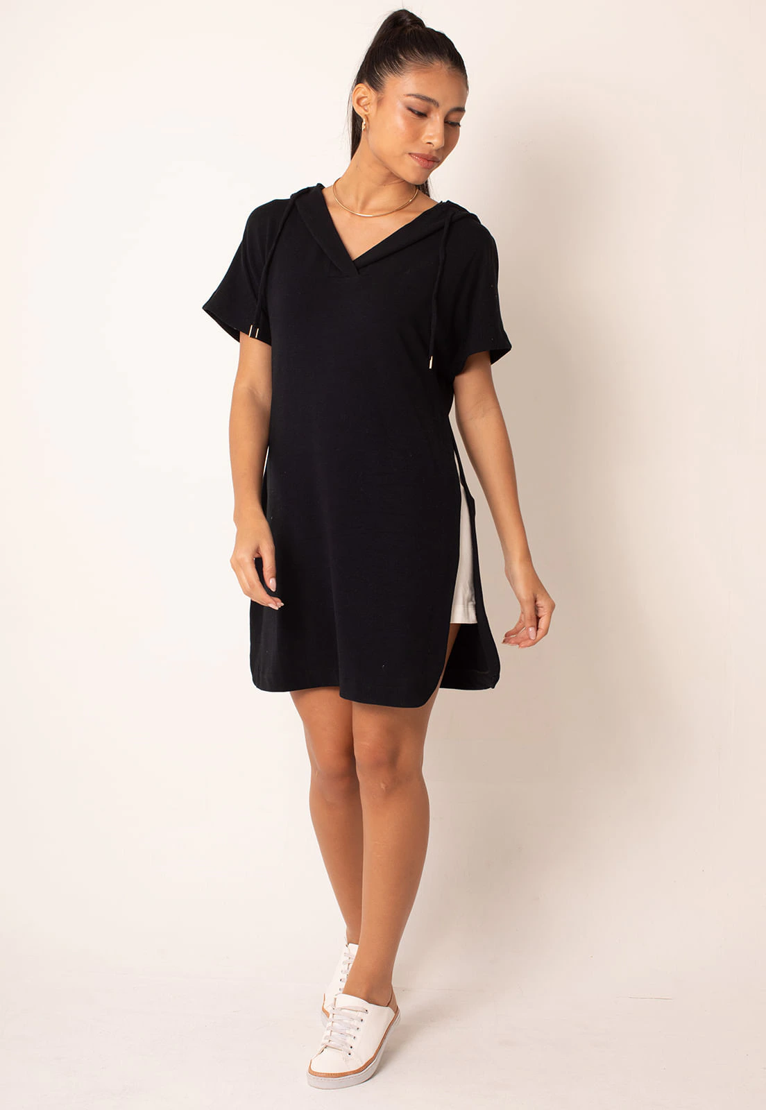 Vestido Casual Com Capuz