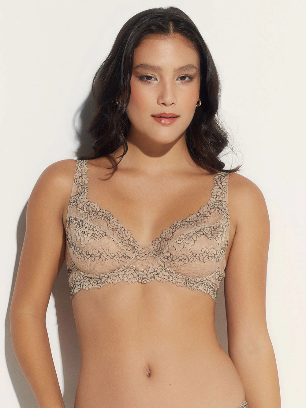 Sutiã Underwire Cobertura Total Renda Signature Première Nude/Preto
