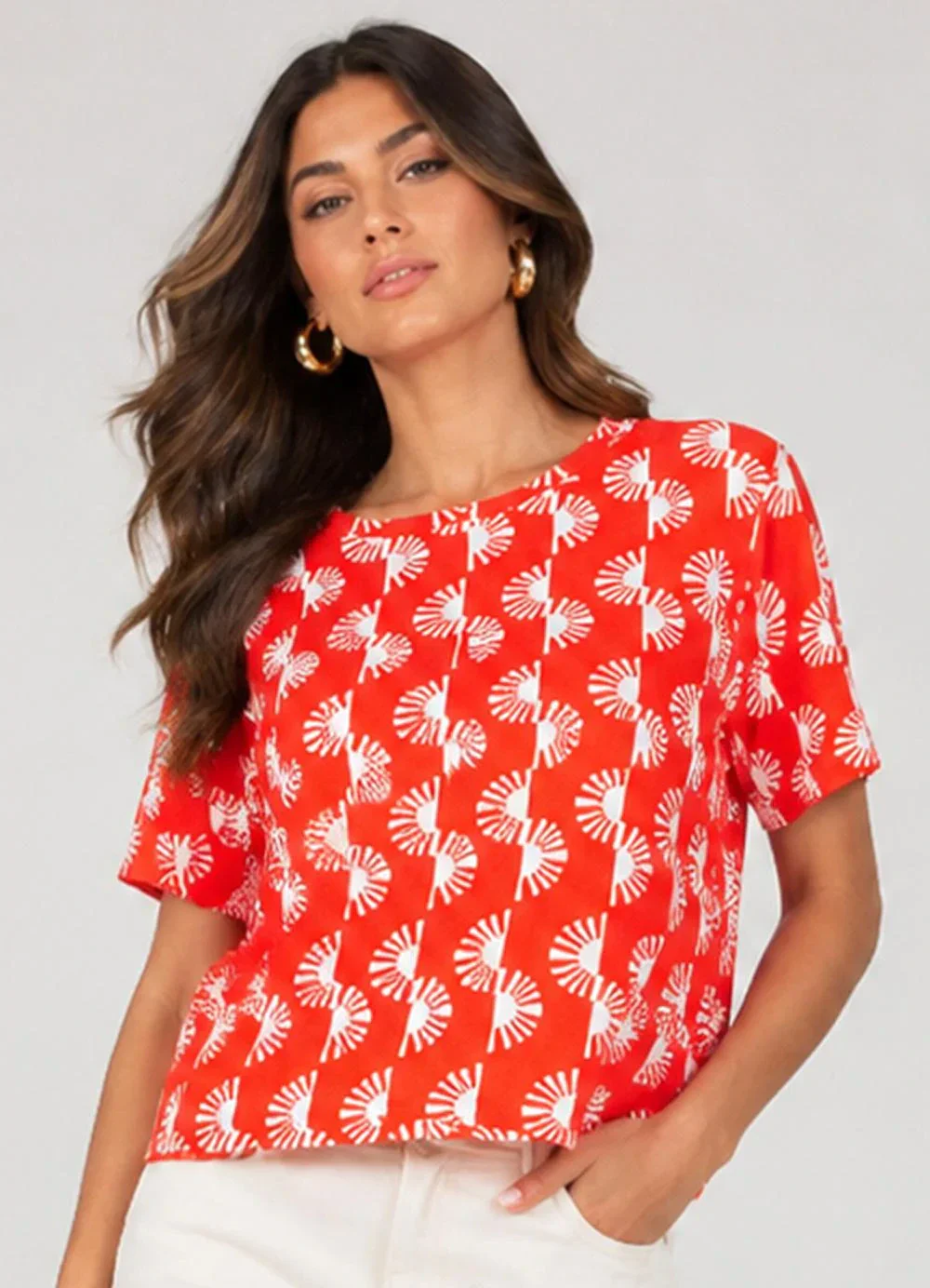 Infinita Cor - Blusa Feminina Estampada Laranja