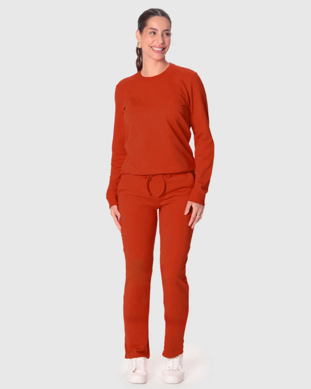 Conjunto Feminino Calça Bolso Faca Em Moletom Stretch Flanelado