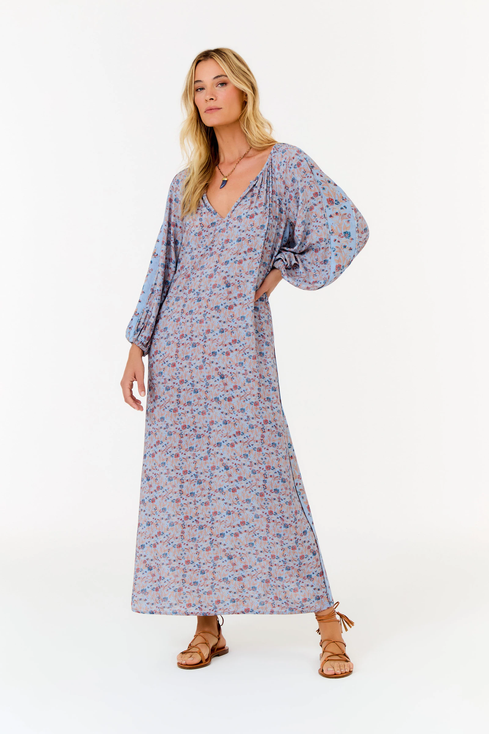Vestido Manga Estampa Guirlanda