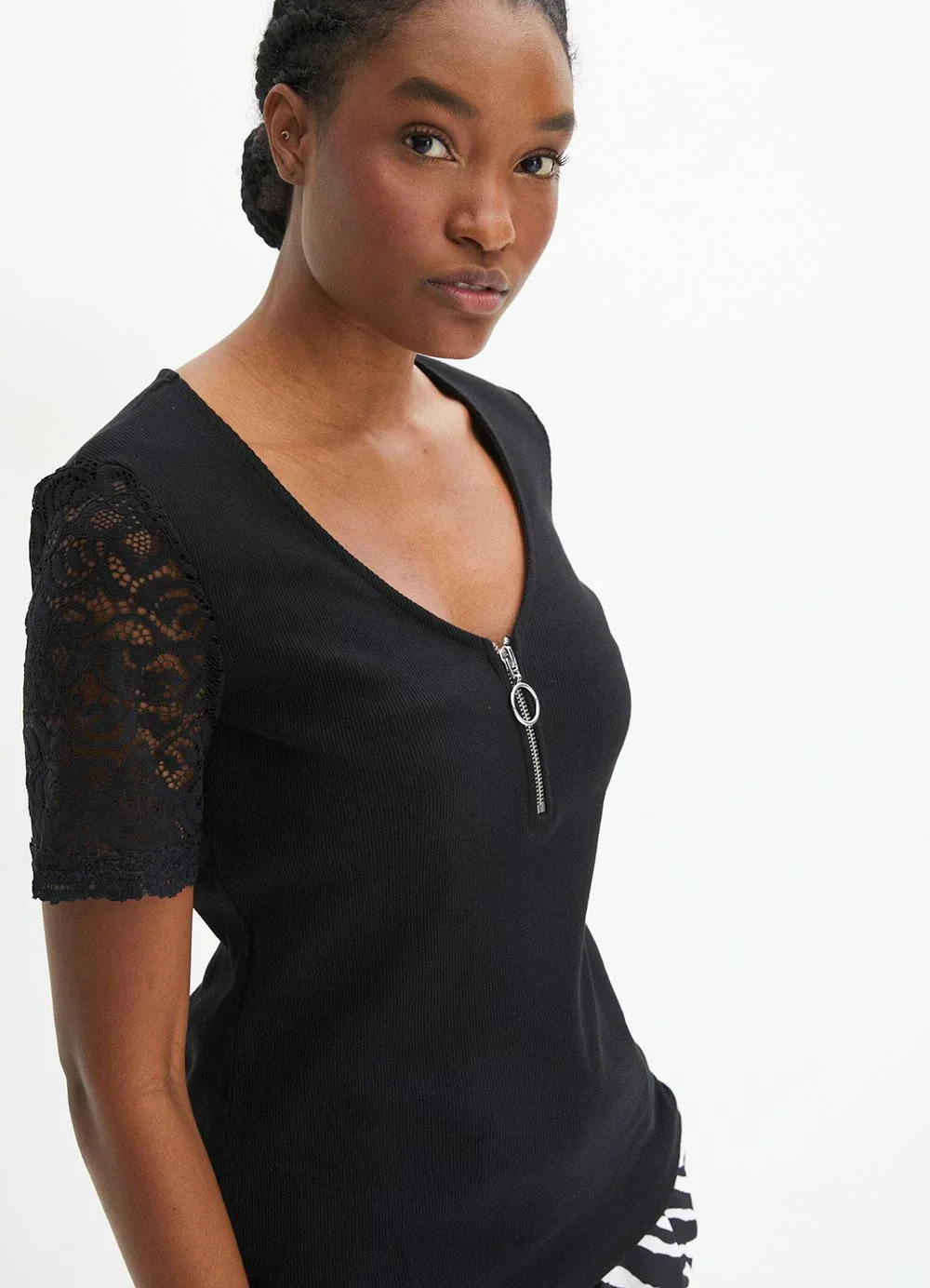bonprix - Blusa Preta em Canelado