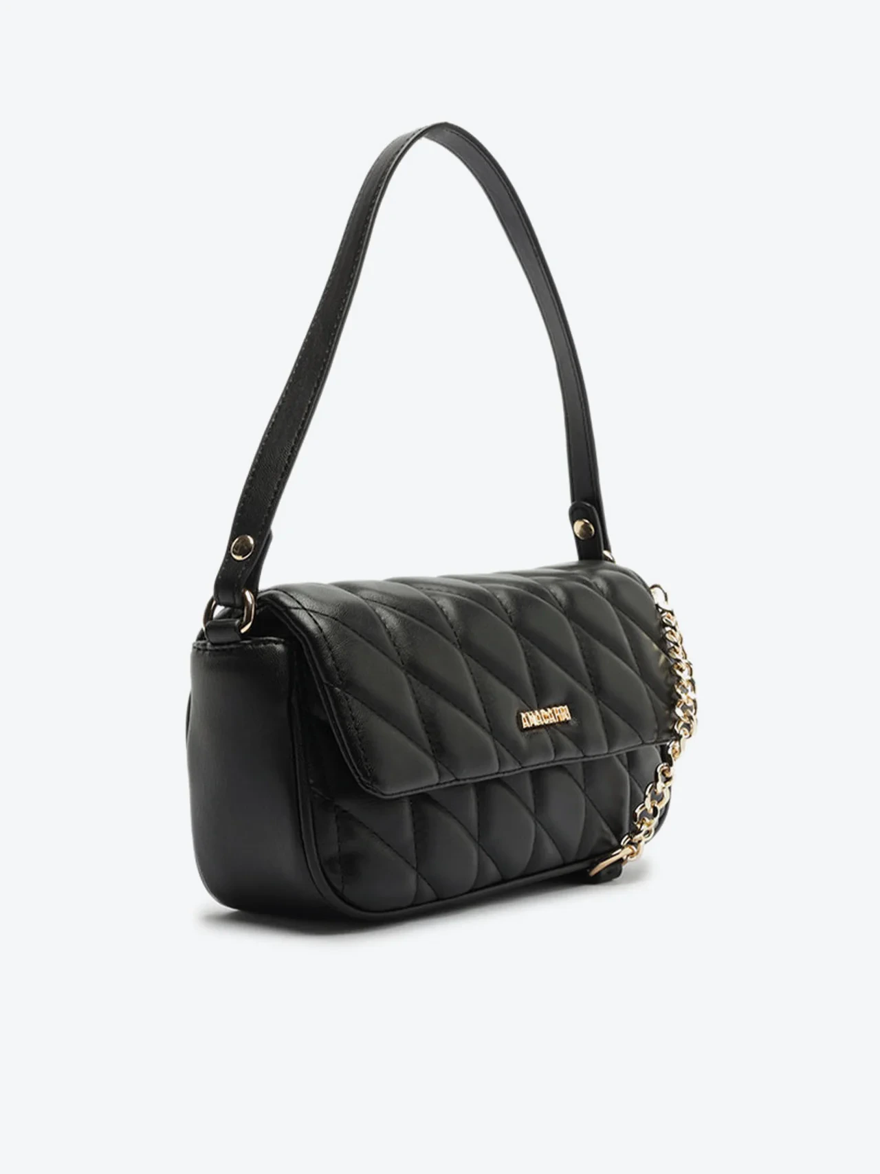Bolsa Tiracolo Média Matelassê Triangular Preta
