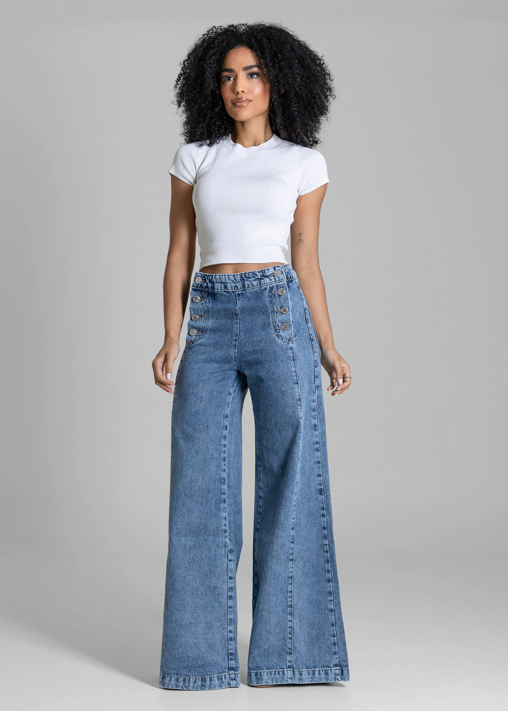 Calça Jeans Sawary Super Wide Leg - 284380 AZUL