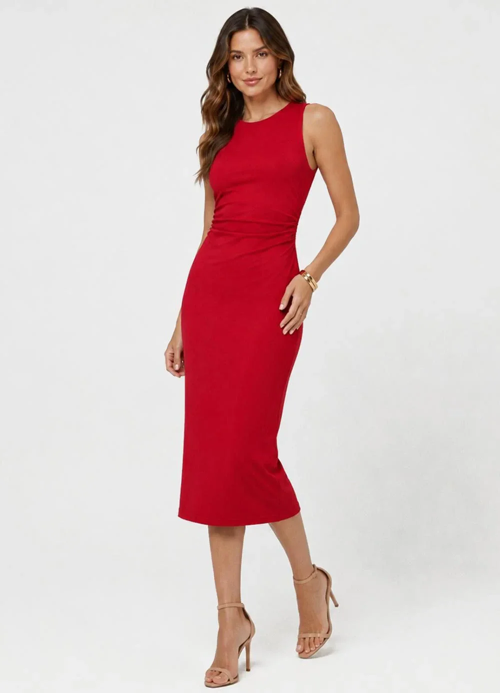 Rovitex - Vestido Midi Molicotton Viscose Light Vermelho