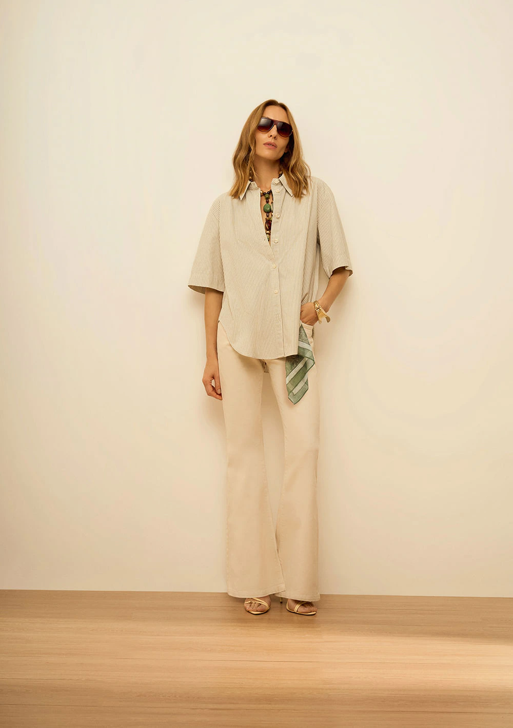 Calça Maria.Valentina Flare Alta Off White