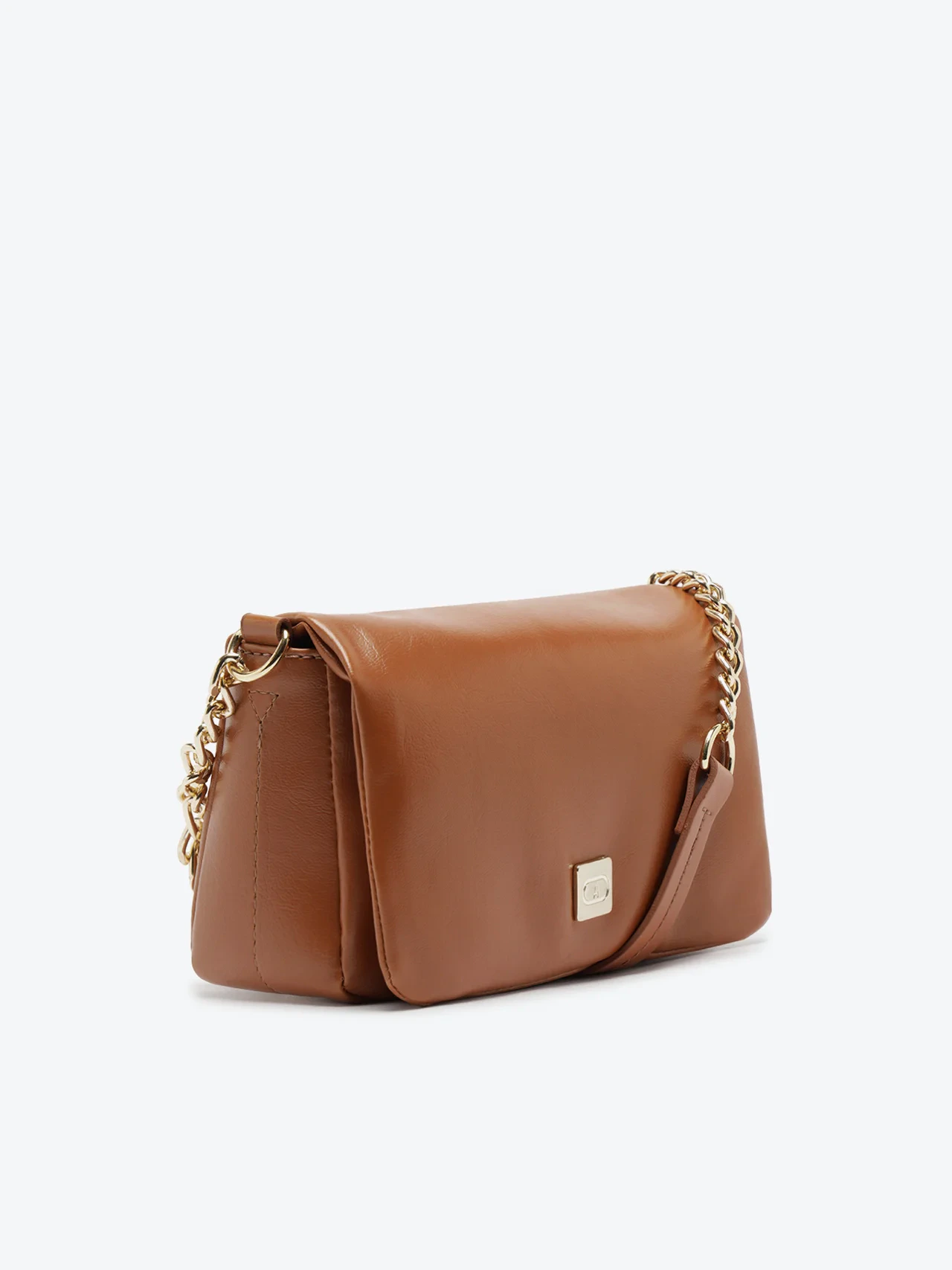 Bolsa Tiracolo Pequena Corrente Dourada Caramelo