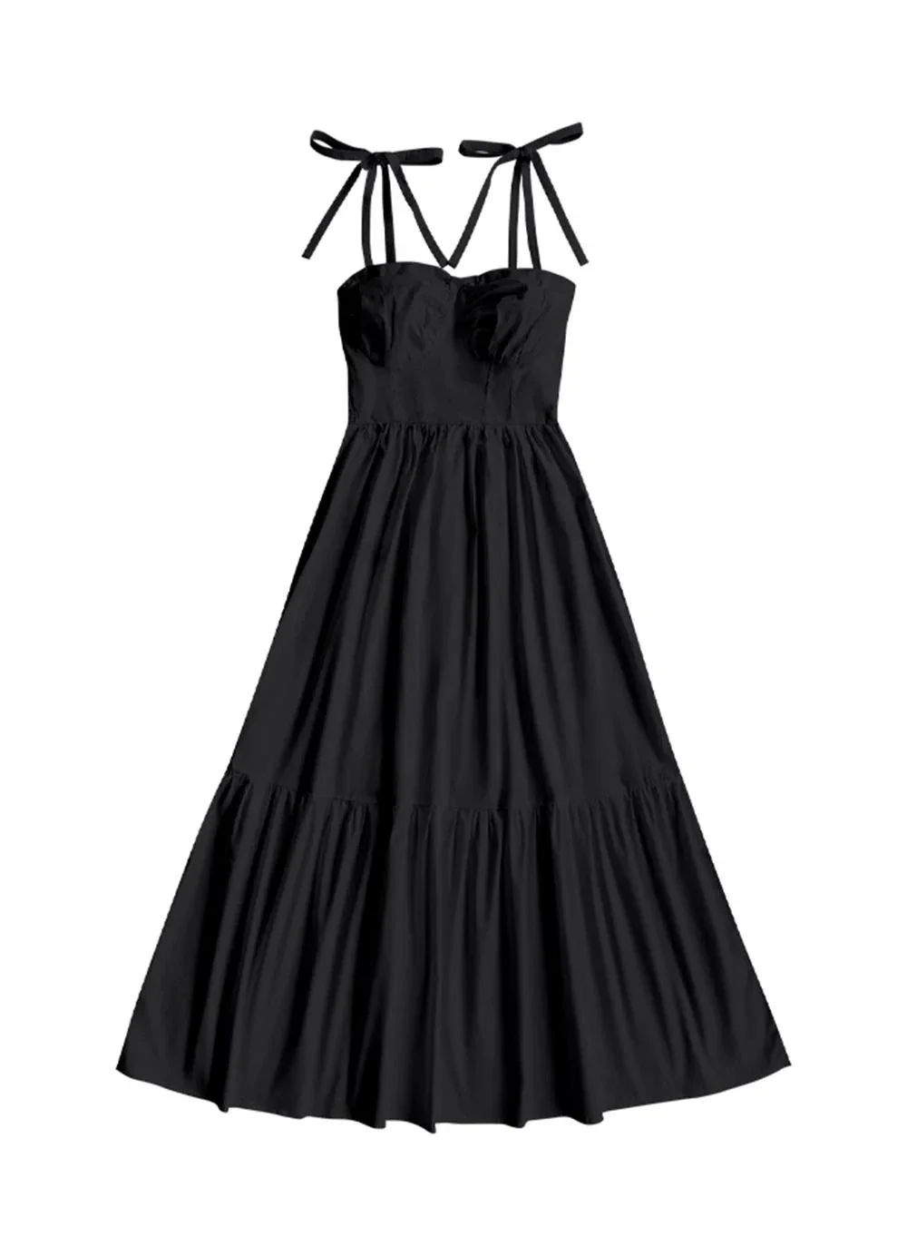 Angel - Vestido Midi Tricoline Preto