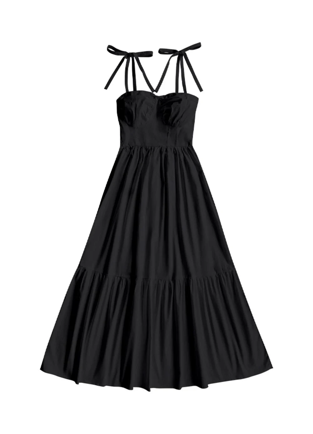 Angel - Vestido Midi Tricoline Preto