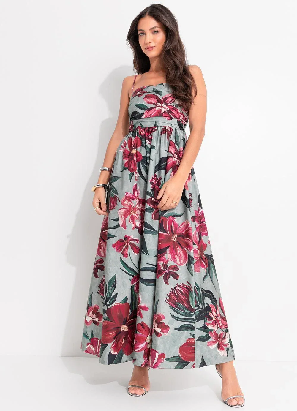 Farm - Vestido Midi Lineia Azul
