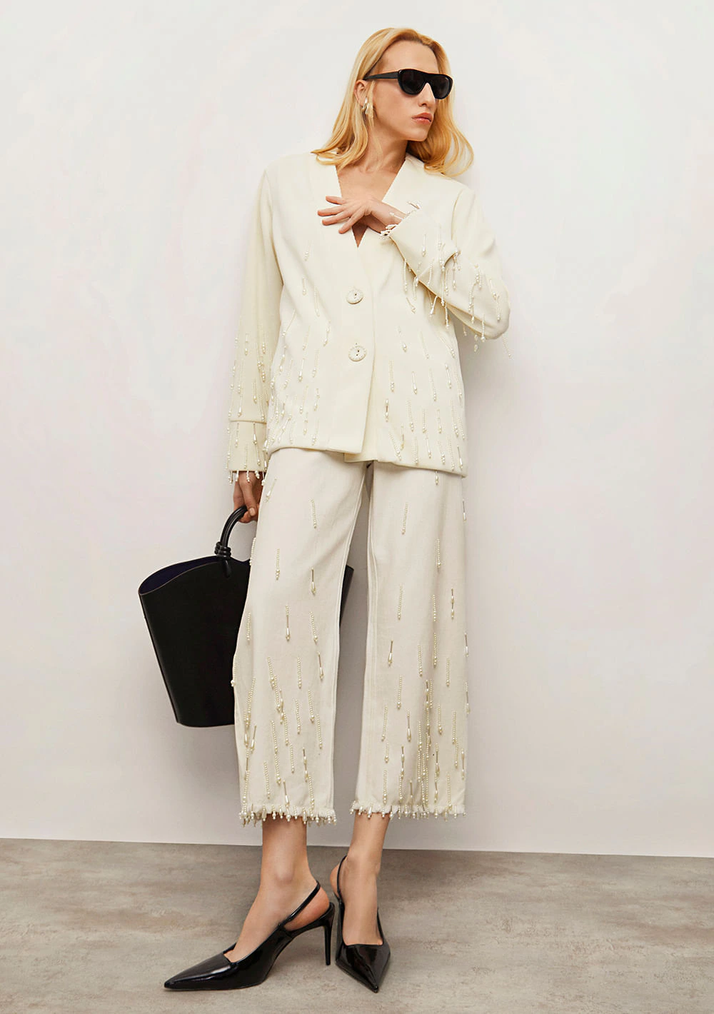 Casaco Iódice Oversized Manga Longa Alongado Off White