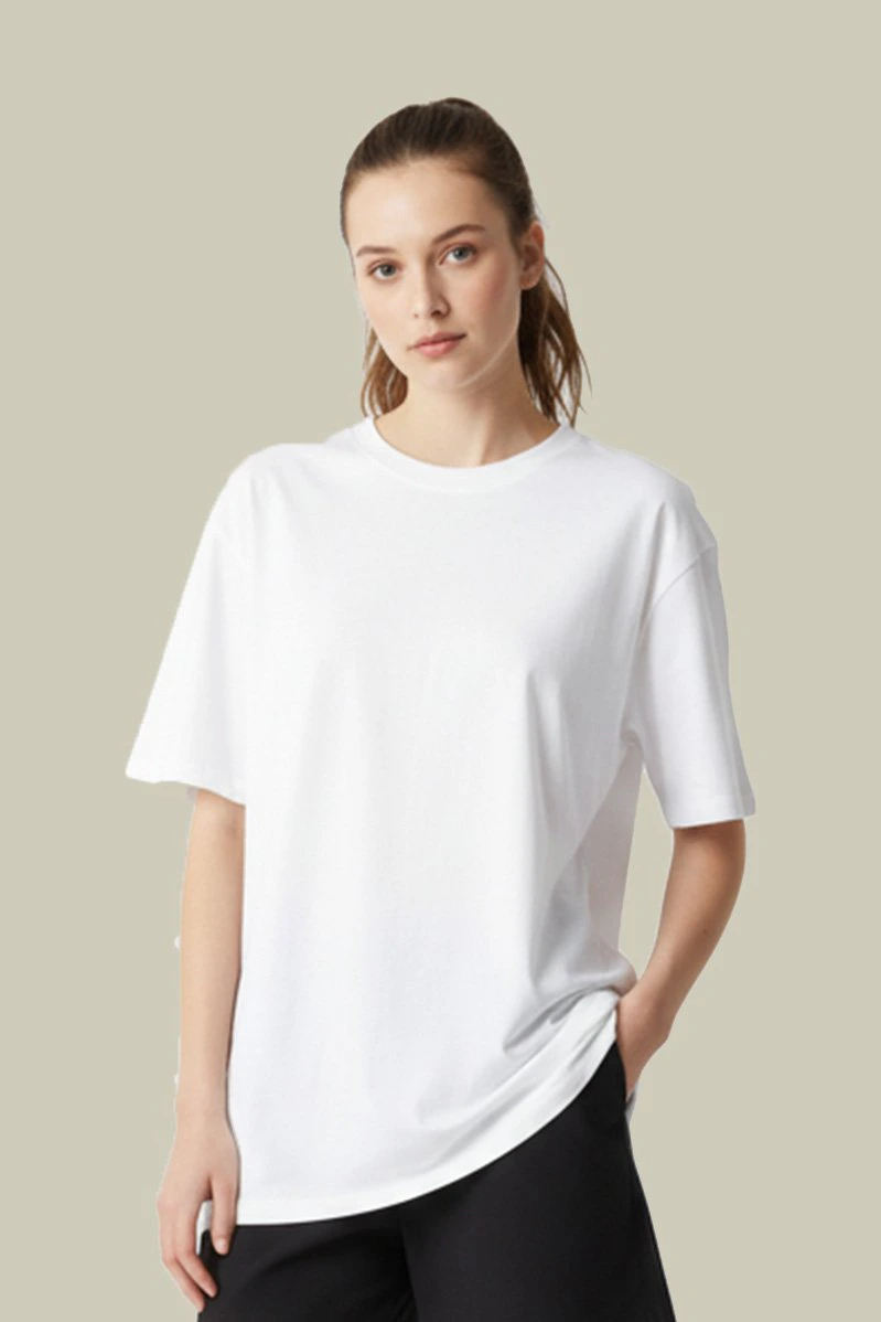 Camiseta Oversized Feminina Branca Algodão Prime Básica WSS